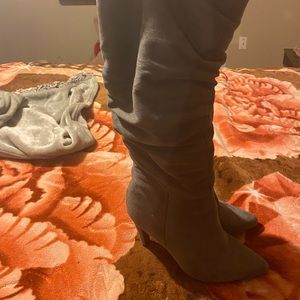 Grey heels boots super cute